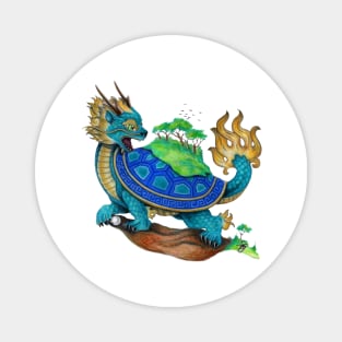 Blue Asian Turtle Dragon Magnet